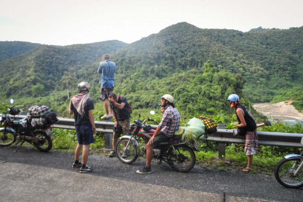 ho chi minh trail by motorbike road side stop
