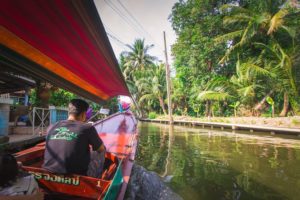 Riding longtail boat in Thonburi Klongs