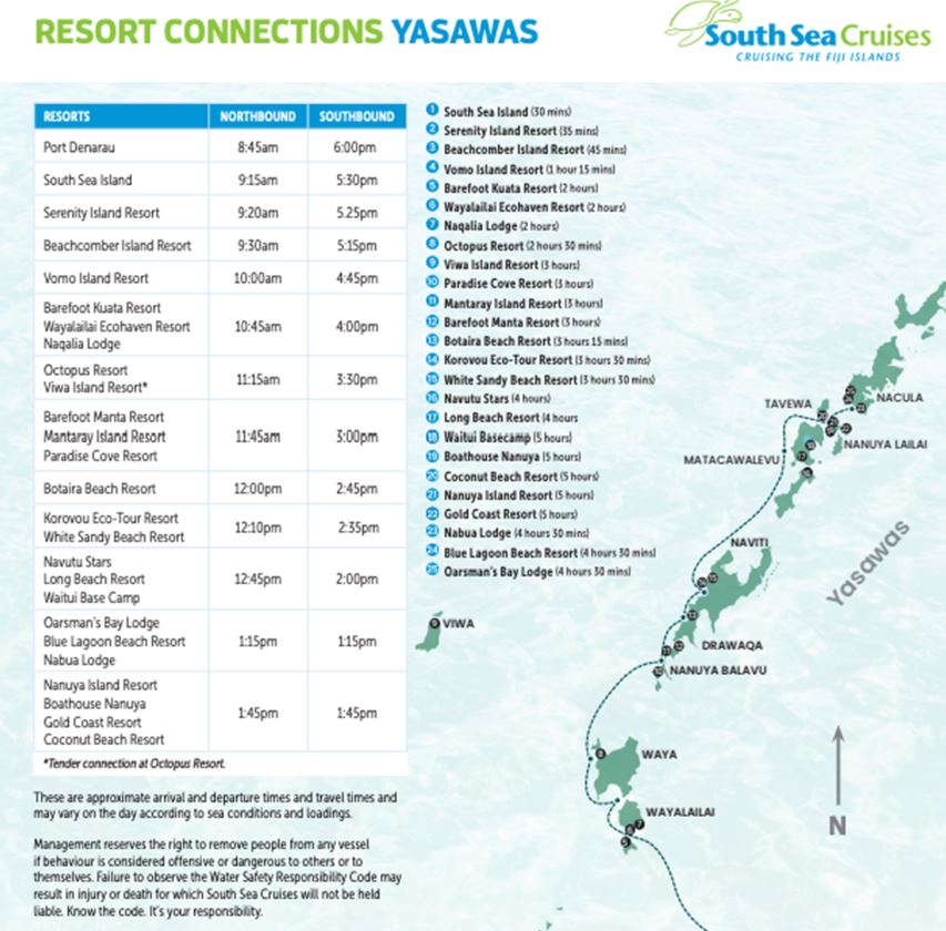 Yasawa Flyer Timetable